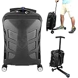 Honeyall Suitcase Scooter Trolley Case 21 inch Hand Luggage-Durable All-direction Heavy Duty 115KG 308lb Waterproof PC Riding Trolley Case-Can turn around and brake