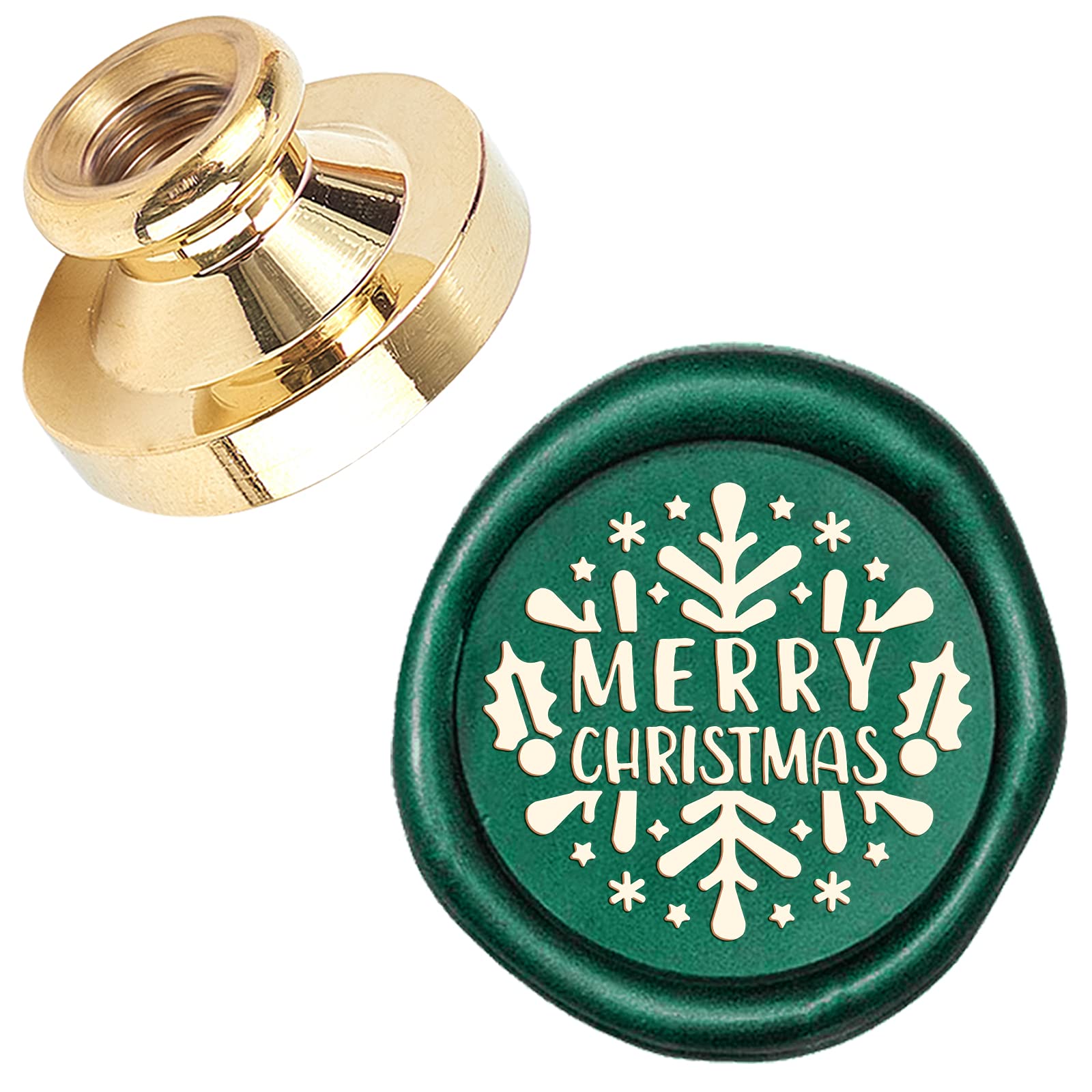 CRASPIRE Merry Christmas Sealing Wax Stamp Mistletoe Snowflake X'MAS EVE 25mm Replaceable Wax Seal Stamp Brass Head for Christmas Invitations Envelope Cards Holiday