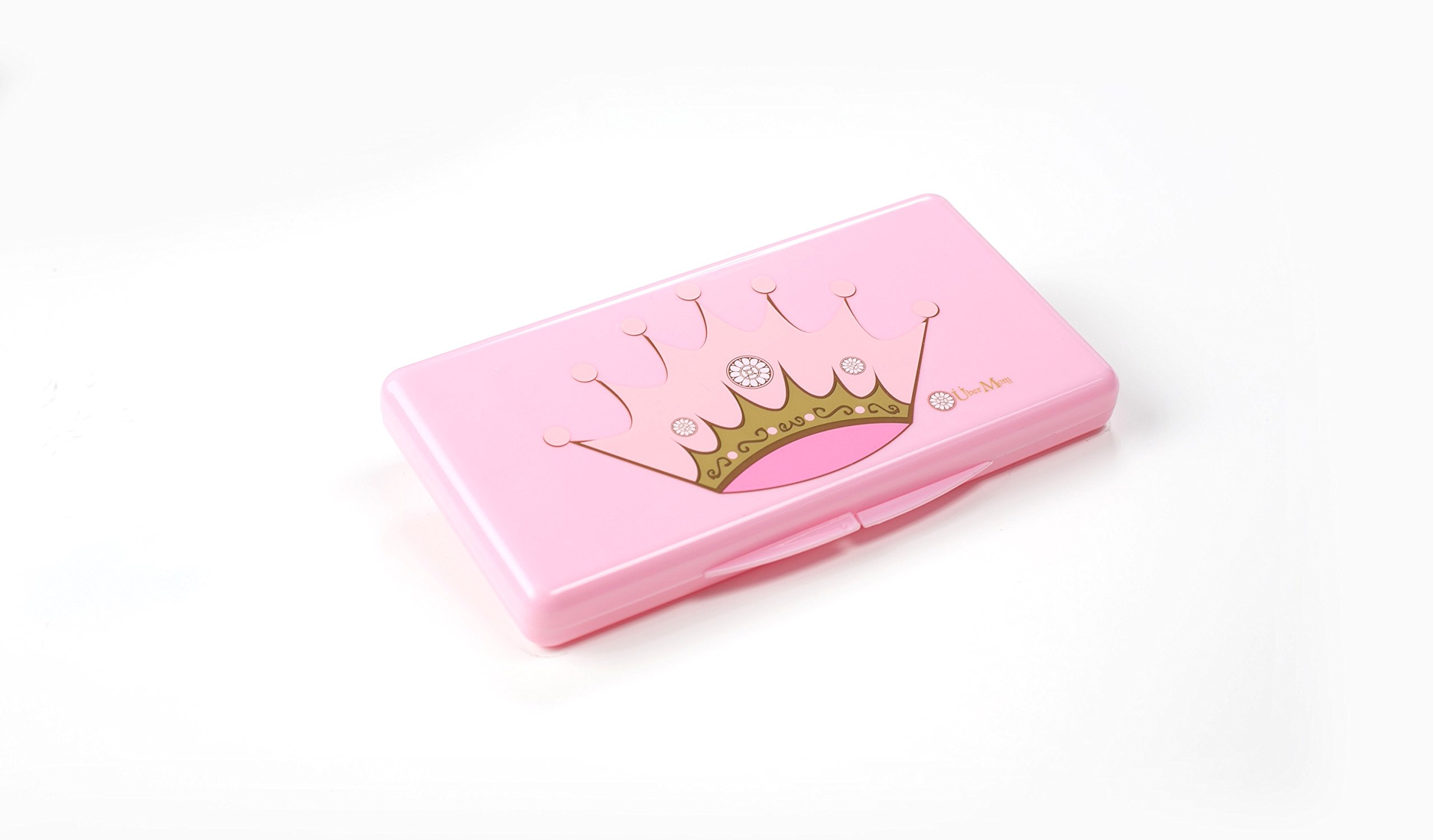 "The Wipebox" by ?ber Mom, Designer Wipe Case for Travel, Pink Crown Wipebox