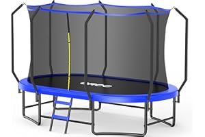 ORCC 8 x 13 FT Oval Outdoor Trampoline with Safety Net - Recreational Gymnastics Trampoline for Kids, 1200LBS Capacity, Heavy-Duty Galvanized Steel Frame
