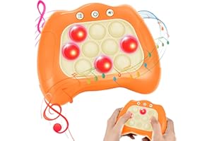 Tusivo Fast Push Bubble Game, Light-up Pop Game Fidget Toys for Kids and Adults, Electronic Handheld Quick Push Bubble Game, Stress Relief Toys for 6 7 8 9+ Year Old Boys & Girls (Orange)