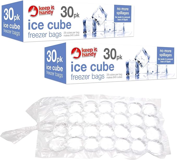 60pk Ice Cube Freezer Bags Can Make 1,600 Ice Cubes Odour Free
