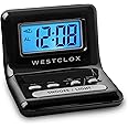 Westclox LCD Digital Bedside Alarm Clock with Blue Backlit Display and Snooze Function, Battery Operated, (Black, 3-Inch)