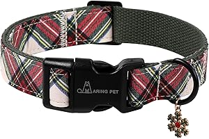 ARING PET Christmas Dog Collar, Cute Multicolor Plaid Cotton Pet Collars with Quick Release Buckle for Puppy Small Medium Large Boy Girl Dogs-M