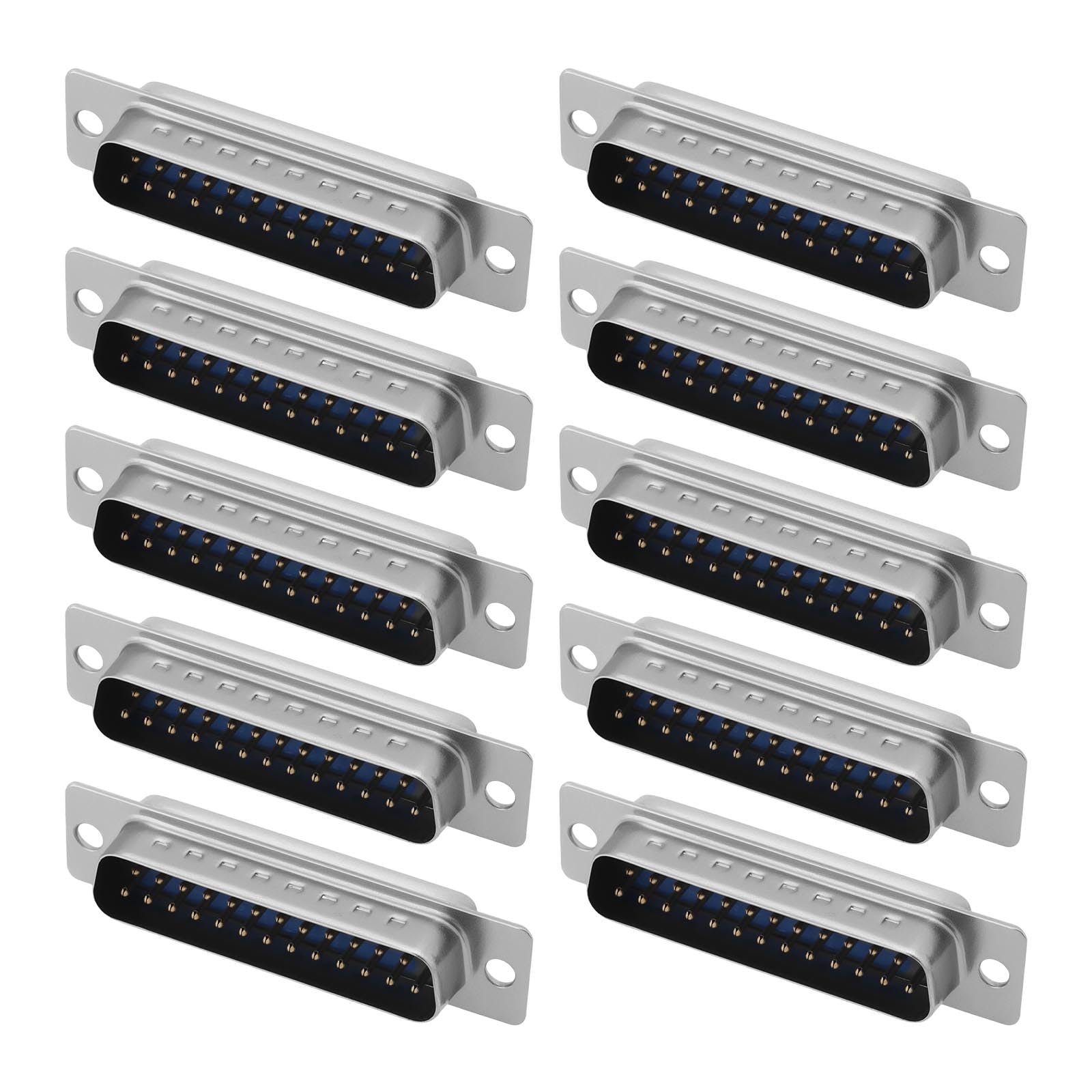 eMagTech 10PCS 25 Pin D-sub Connector Male Plug DB25 Double Row D-Type Solder Wire Terminal Breakout for PCB Mounting Mechanical Equipment CNC Computers