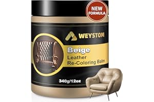 WEYSTOM Leather Recoloring Balm, 12oz Large Size Leather Dye, Color Restorer, Scratch Repair, Furniture & Couch Restorer Kit, Repair Kit for Furniture(Beige)
