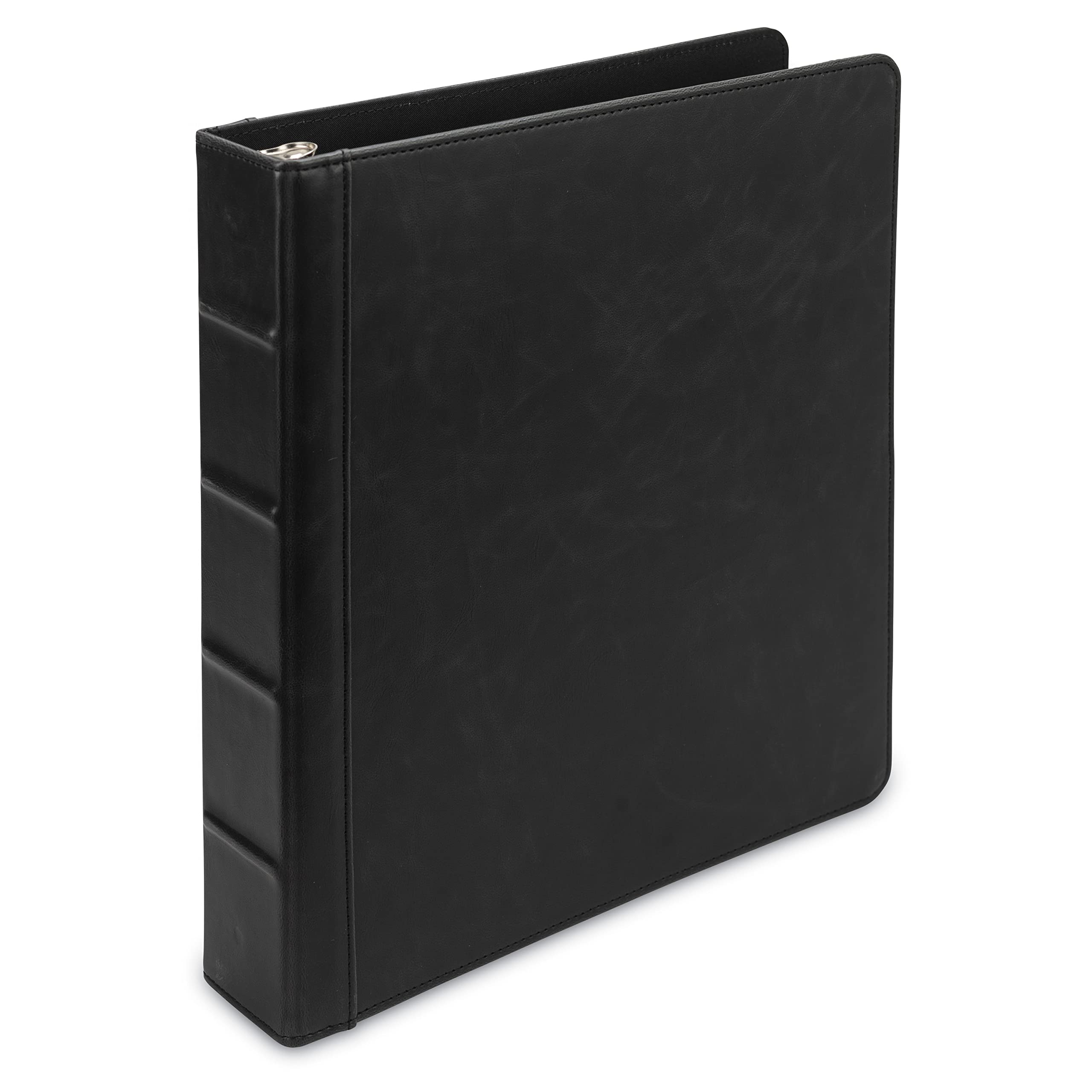 Photo 1 of Samsill Vintage Leather 3 Ring Binder, Leather Organizer, Planner, 1.5 Inch, Letter Size 8.5 x 11, No Zipper, Black