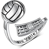 Daixiya Volleyball/Baseball Ring Sterling Silver Volleyball/Baseball Ring Sport Jewelry Gifts for Women