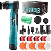 AUTIWOZ Cordless Mini Car Polisher Buffer, 6 Speeds, 2Pcs 2000mAh 1/3inch Orbital and Rotary Fast Change Polisher for Car Detailing, Micro Cordless Polisher for Car Boat Polishing