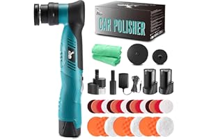 AUTIWOZ Cordless Mini Car Polisher, Fast Change 1/3inch 12mm Orbital and Rotary Small Polisher for Polishing, Scratch Removing, Buffing, 6 Speeds, 2Pcs 2000mAh Li-ion Batteries, Kit 1
