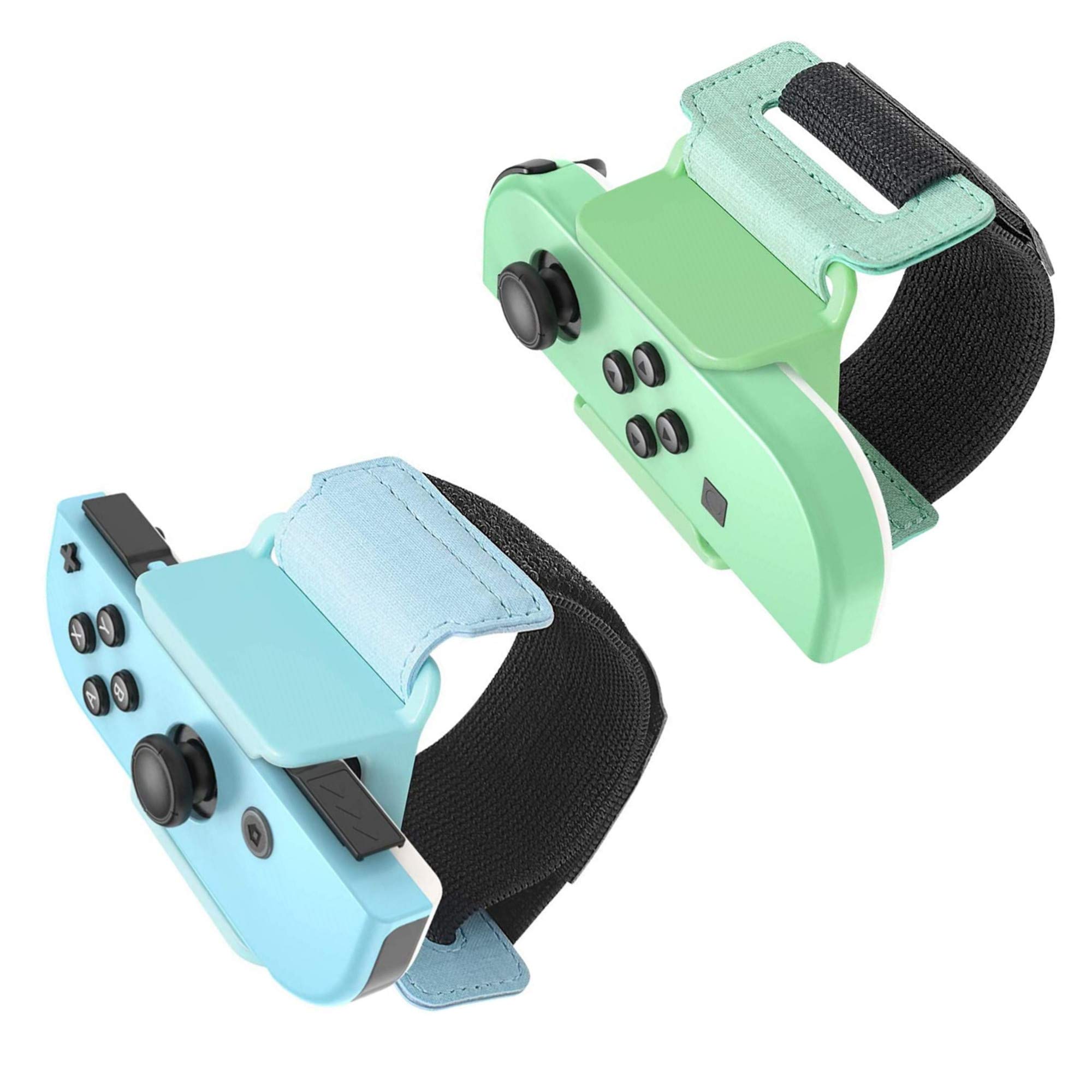 FANPL Upgrade Wrist Bands Compatible with Dance 2026/2025/2024/2023, Adjustable Elastic Strap for Switch & OLED JoyCon Controller, Fit for Adults & Children,2 pack (for Animal Crossing Blue & Green)