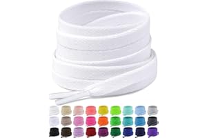 Puzeam Upgrade Tight Weave Flat Shoelaces 28 Colors 5/16" Wide Shoe Laces for Sneakers - 2Pairs