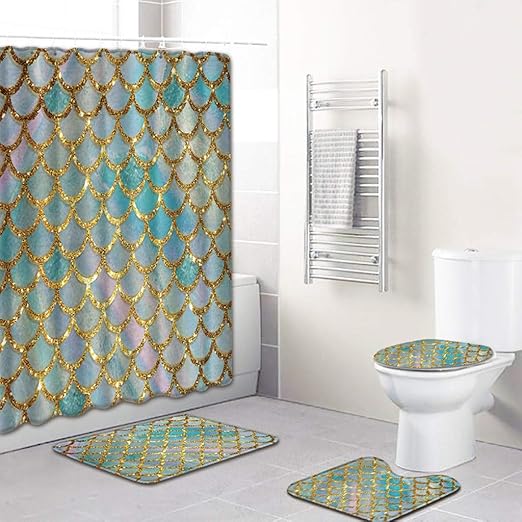 Amazon Com Beyonds Bathroom Mat Sets 4 Piece Fish Scales Carpet