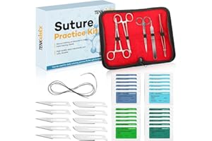 TENKAIWICK 40 Pieces Suture Practice Kit for Medical Students Suture Training，Suture Kit includes 24 Packs Sutures Thread with Needle,Complete Tools for Suture Skill Practice