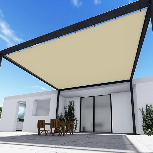 TANG 17' x 25' Waterproof Shade Cloth with Grommets, Sun Shade Sail Rectangle Straight Side, 260 GSM UV Block Fabric Patio…