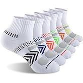 COOPLUS Mens Cushioned Ankle Socks, Cotton Athletic Performance Quarter Socks