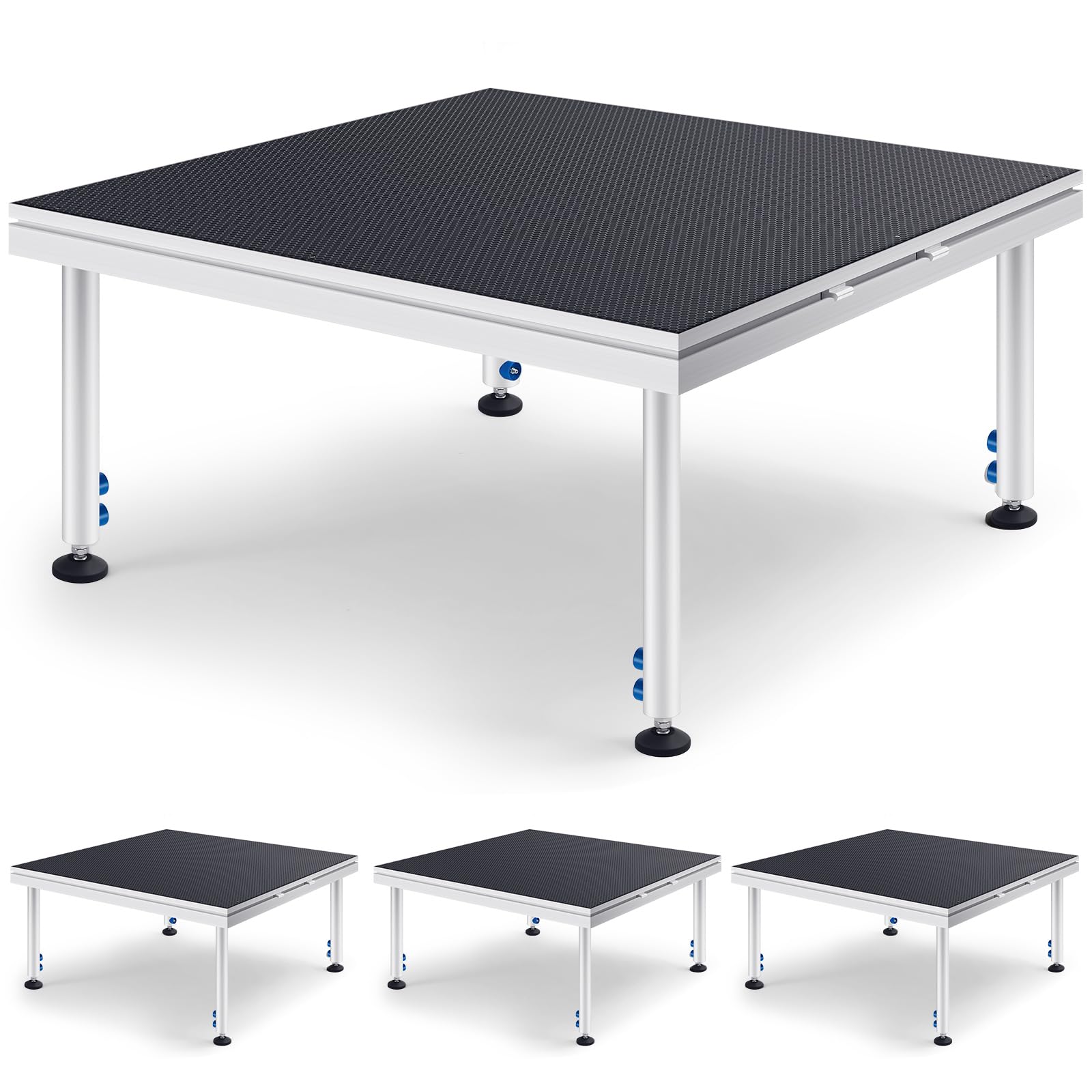 Photo 1 of Tandefio Portable Stage with Height Adjustable Riser (24" -40") Platform Modular System Stage Easy to Carry Assemble for Performances at School Auditoriums Concerts Restaurants Bars(4 Pcs,4 x 4 ft)