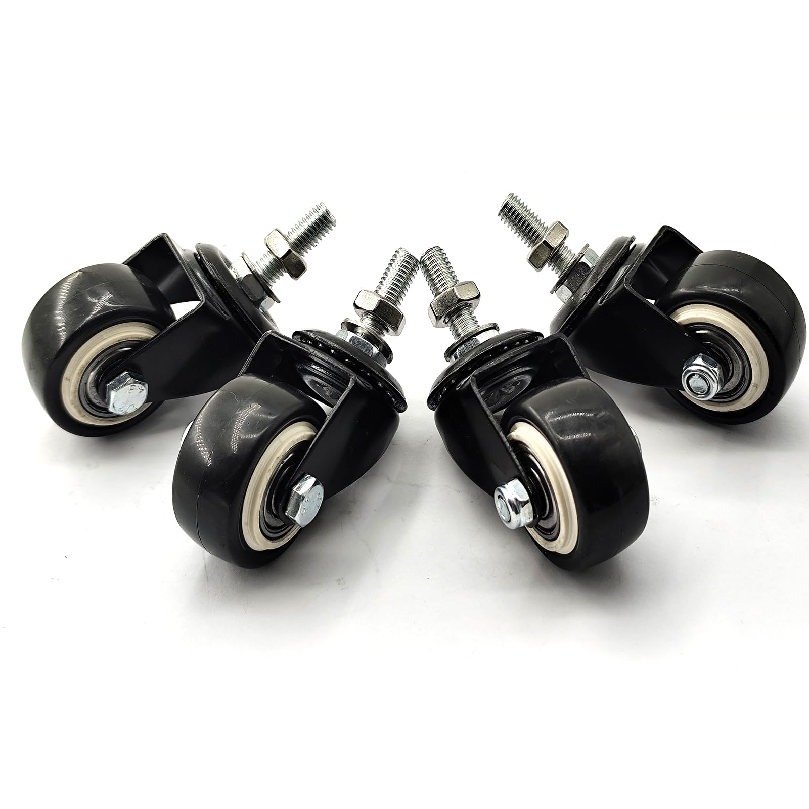 Photo 1 of Heavy Duty Swivel Caster with 1.5in Threaded Bar, M8x25 Nut Spacer, for Shopping Carts, Workbenches and Furniture (Without Brake, 4)