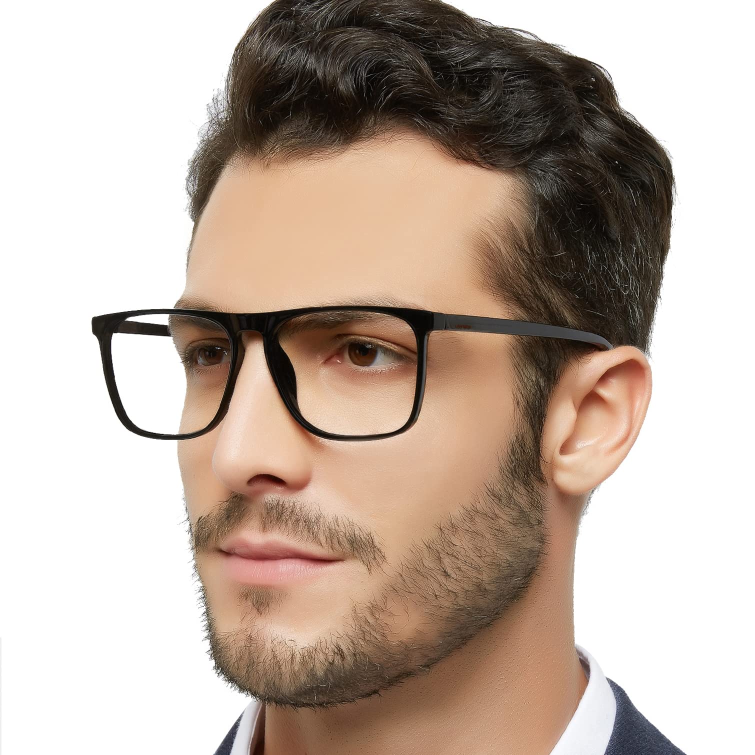 OCCI CHIARI Mens Reading Glasses 3.5 Lightweight Stylish Readers for Men Rectangle Designed Reading Glasses Smooth Legs (Black,350)