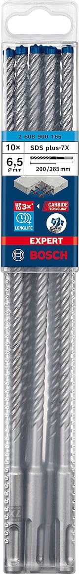 Bosch EXPERT SDS Plus-7X Hammer Drill Bit 6.5 x 200 x 265 mm 10-pk view 2
