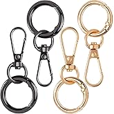 OIIKI 4 Sets Swivel Clasp Clips, Metal Swivel Snap Hook, Double Opening Key Chain Clip with Key Ring for DIY Crafts, Jewelry Clasps, Lanyard Making - Gold, Black