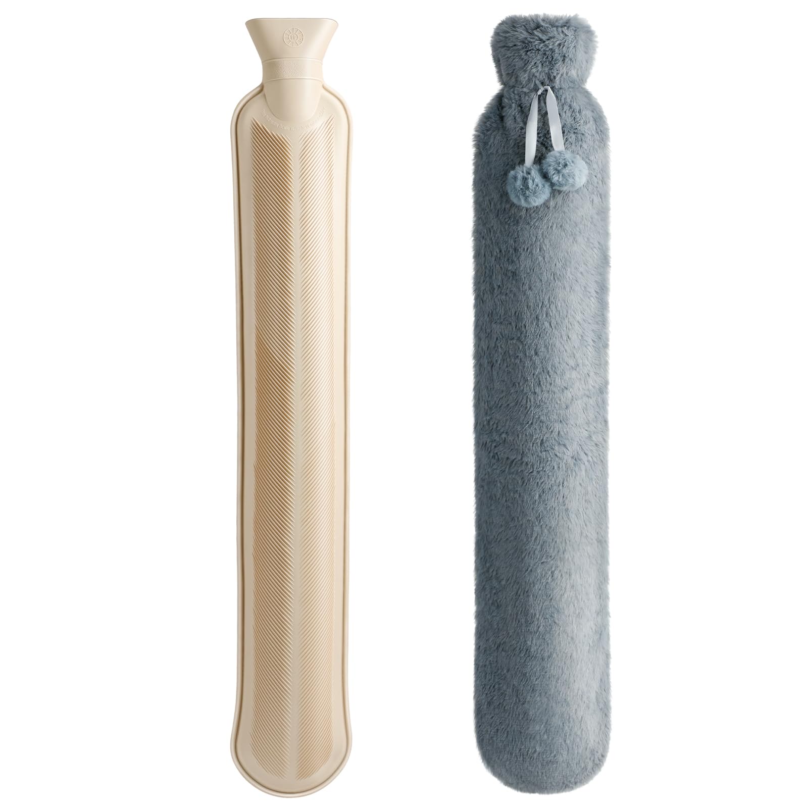 Homealexa Extra Long Hot Water Bottle with Cover UK, 2L Large Rubber Hot Water Bag for Adults, Warm Water Bottle for Neck Shoulder Back Comfort, Soft Plush Cover – Gifts for Women & Her, 73x14cm