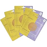 The Crème Shop Fusion Essence Sheet Masks - 2-in-1 Korean Face Mask for Moisturizing and Clarifying Dry, Congested Skin (Lavender & Honey/Set of 5)