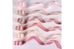 6 Rolls Ribbon for Flower Bouquet, 1" x 30yard Double Face Satin Dusty Rose Wedding Ribbon Pink Silk Ribbons for Wedding Invi