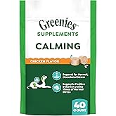 Greenies Supplements Calming Chews for Dogs Chicken Flavor, Dog Calming Chews, 7.3 oz. Container of 40 Count