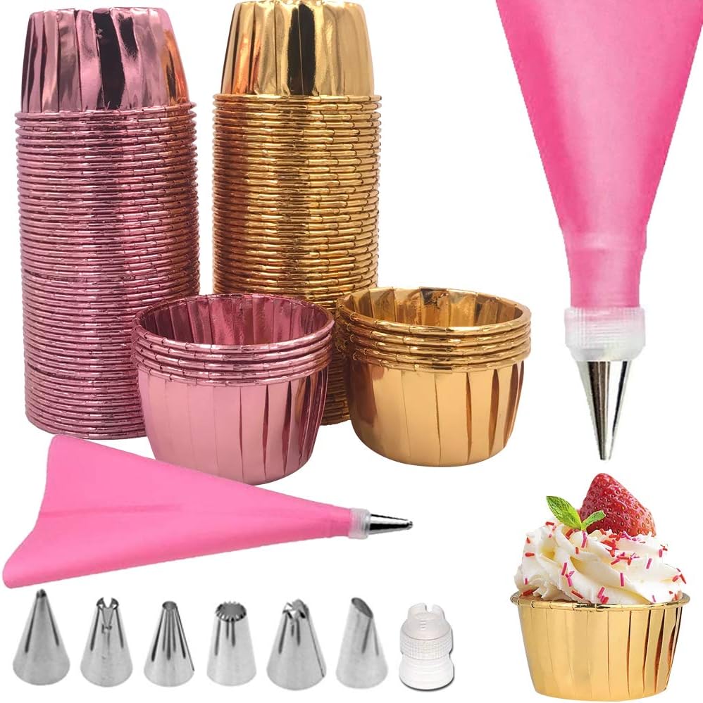 50 Stück Alu Cupcake Förmchen Mit Deckel - Goldene Muffin Backbecher Für Geburtstage & Partys