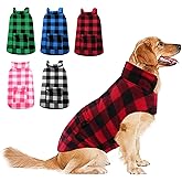 ASENKU Dog Winter Coat, Fleece Doggie Jacket Plaid Reversible Vest Waterproof Windproof Cold Weather Clothes for Small Medium Large Dogs(Red, M)
