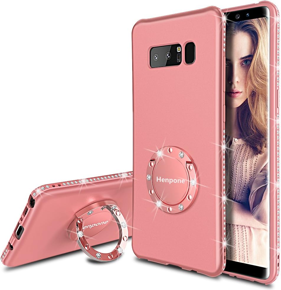 Henpone Samsung Galaxy Note 8 Case, Bling Bling Glitter Sparkle Designer Cases Slim Fit Shockproof Shining Fashion Style for Samsung Galaxy Note 8 -Rosegold