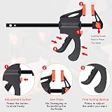 WAIZHIUA 6Pcs Quick Grip Clamps 4 Inch F Wood Clamps Ratchet Bar One Hand view 2