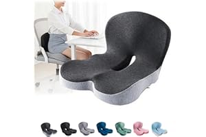 Celinva Orthopedic Cushion, Seat Cushion for Truck Driver, L-Shaped Integrated, with Lumbar Support for Car & Office (Dark Gr