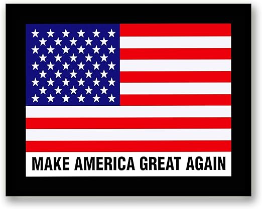 Amazon Com Usa Flag Make America Great Again Maga Framed Flag Decor Canvas Print Home Decor Wall Art Black Real Wood Frame 7x9 Wall Art