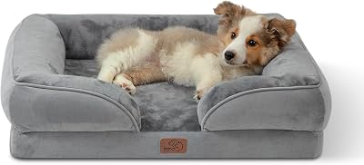 Bedsure Medium Dog Sofa Bed Orthopedic 71x58x16cm Grey