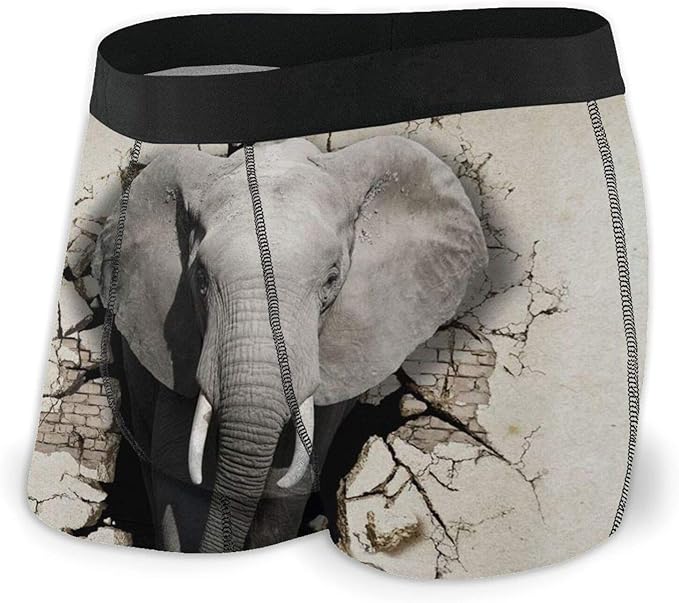Hangdachang Mens Underwear Breathable, Elephant 3D Mens Boxer Briefs