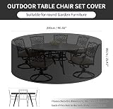 PATIO PLUS Round Garden Table Cover 230x90 cm 600D Waterproof Windproof Grey view 2