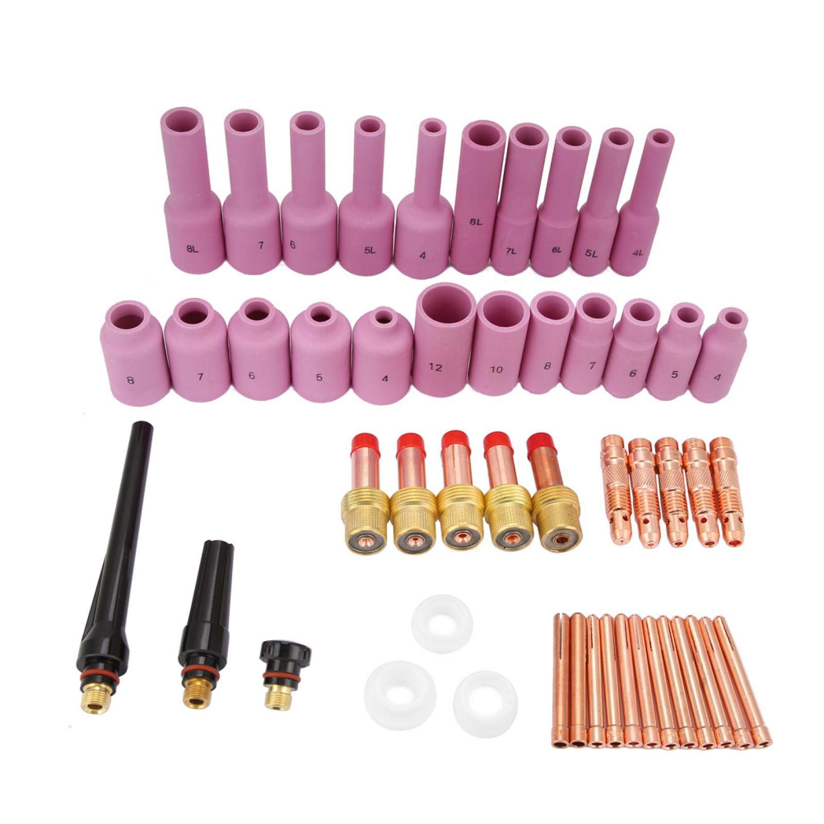 50pcs/set WP-17/18/26 Series TIG Welding Torch Consumables Accessories TIG Gasket Collet Body Gas Lens Cups