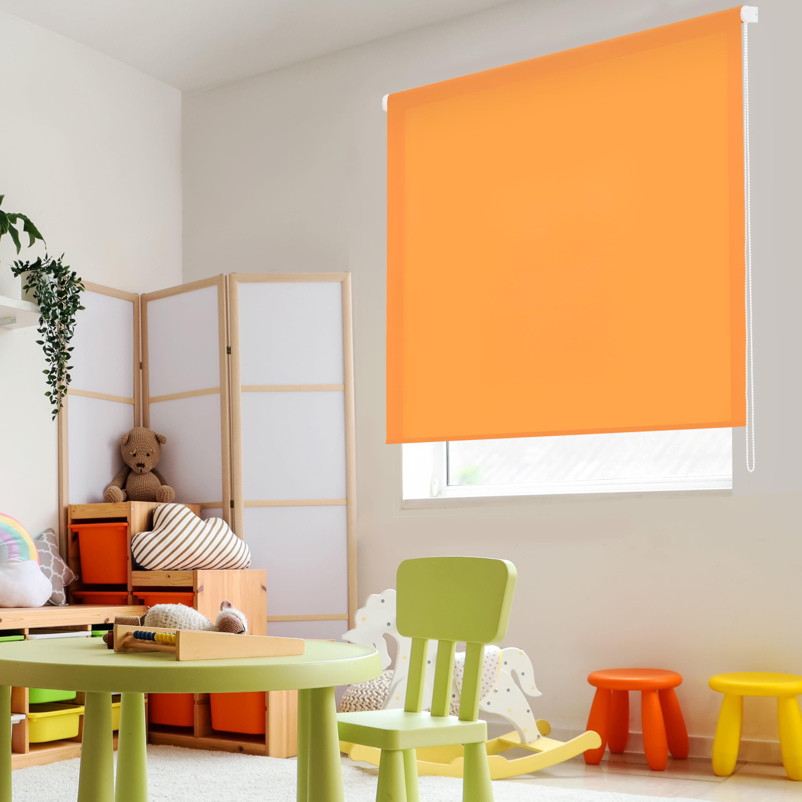 Blindecor Ara - Plain translucent roller blind, orange, 120x250 cm (width x height)