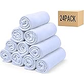 CULVE 24 Pack Fleece Throw Blanket 50x60 - Soft Lightweight Blankets in Bulk for Wedding, Gifts Pet Home Bed Sofa Couch Office Travel(White)