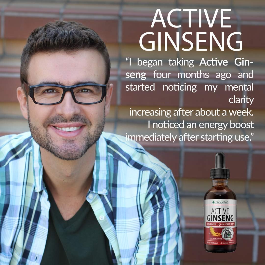 Active Ginseng Korean Red Panax Ginseng with Natural Ginsenosides - All-Natural Advanced Liquid Solution for 2X Absorption - Supports Healthy Energy, Vitality, Mood and More: Health & Personal Care