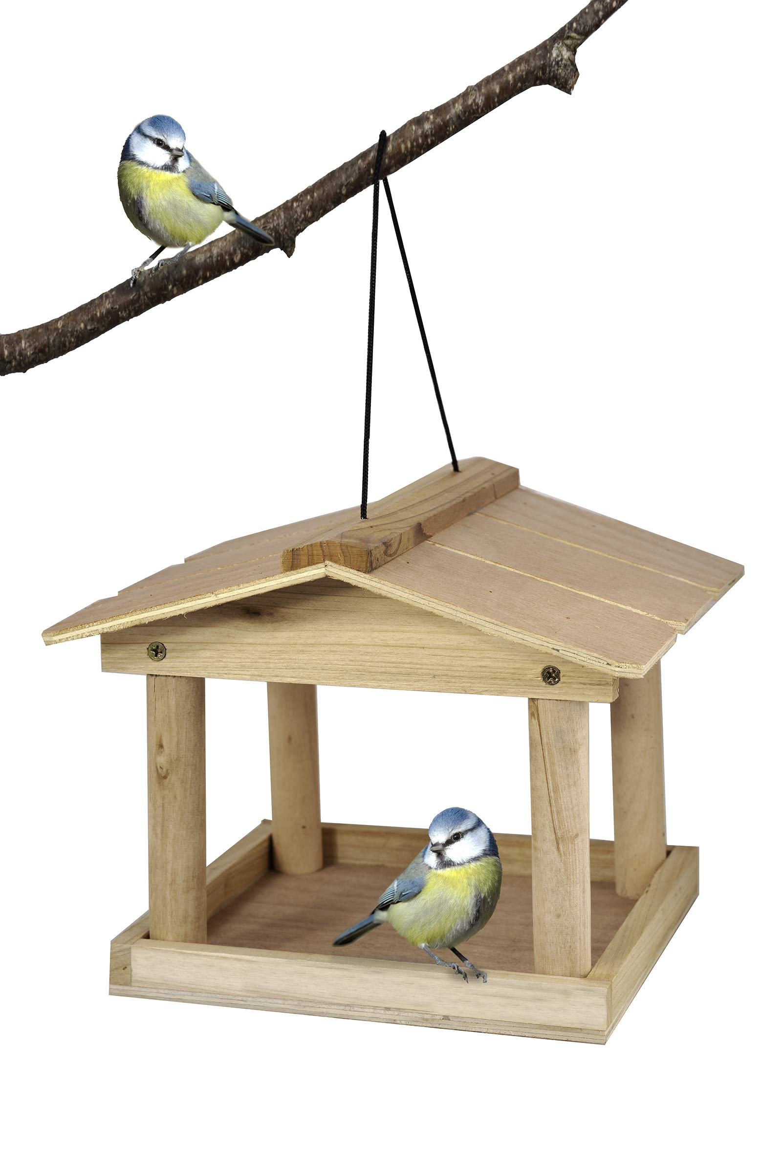 ADEPTNA Novelty Garden Wooden Tree Hanging Birds Feeder Table Seed Feeding Station – Attracts a Wide Variety of Birds
