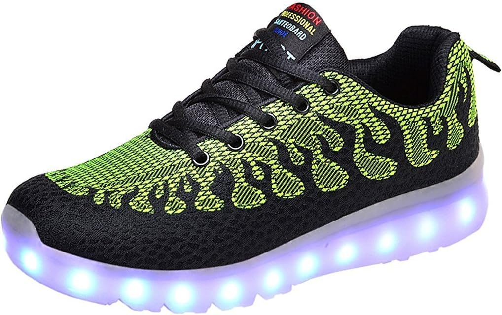 sexphd Men Mesh LED Light Up Sport Shoes Knit Tennis Lace-up USB Charging Flashing Sneakers