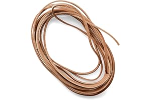 Ruiwaer 4.6M Flat Cowhide Rope 3mm Width Genuine Leather Strip Cord Braiding String for Arts, Hand Crafts, Handmade Jewelry Crafting