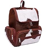 Cowhide Genuine Leather Backpack with Laptop Compartment – Travel Bag, Western Diaper Bag for Women (Tan panda)