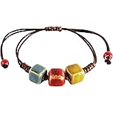 MINACHI Bohemian Colorful Ceramic Bead Adjustable Cord Bracelet, Boho Hippie Summer Jewelry Gift for Women