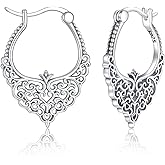Filigree Earrings for Women Sterling Silver Vintage Filigree Hoop Earrings Jewelry Valentine Christmas Gifts