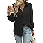 Zeagoo Button Down Shirts for Women Dressy Casual Floral Printed Collared Chiffon Blouse Long Sleeve Business Work Tops