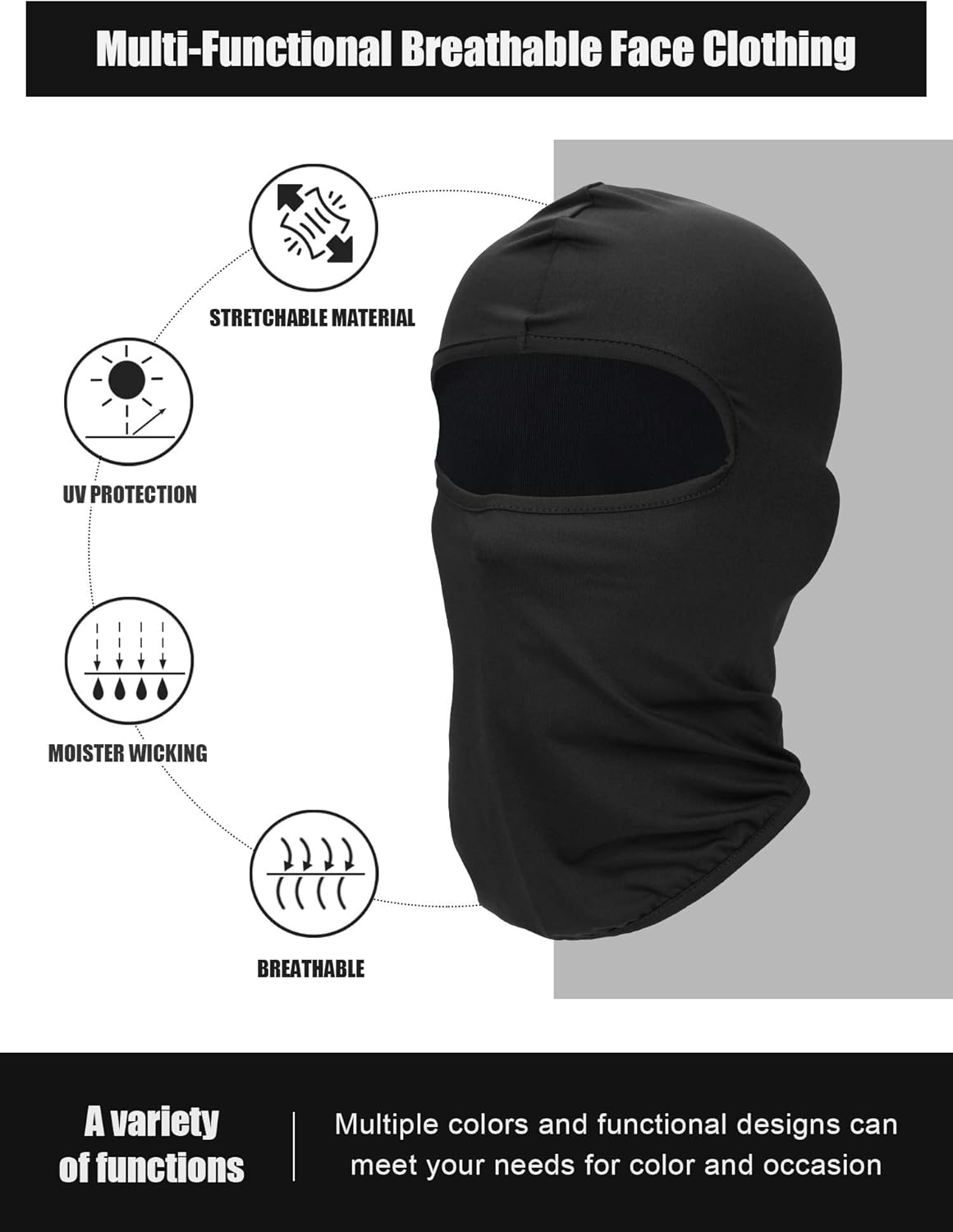 SATINIOR 9 Pieces Balaclava Full Face Cover UV Protection Neck Gaiter Breathable Balaclava Hood for Summer Outdoor Use (Classic Colors) at  Men’s Clothing store
